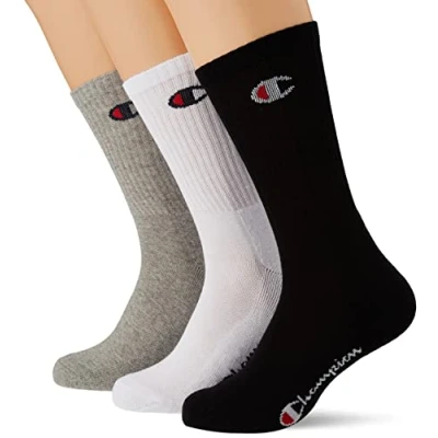 Abbildung von Champion Unisex kinder Core Junior 3PP Crew Socken, Hellgrau Meliert, Weiß, Schwarz, 27 30 EU (3er Pack)