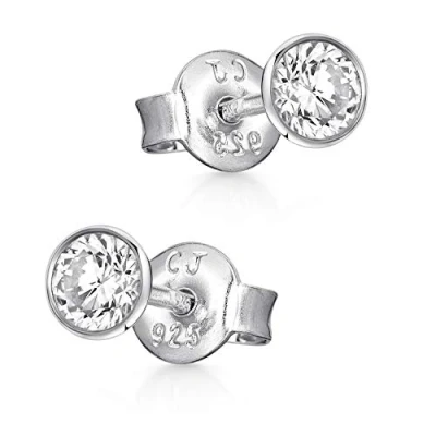 Abbildung von Materia Zirkonia Ohrringe Silber 925 Kinder Damen Ohrstecker 5mm klein rund SO 436 5