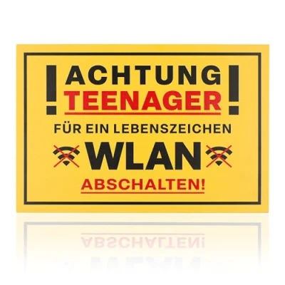 Abbildung von FunX Achtung Teenager Türschild Lustiges Schild mit Spruch Warnschild als Geschenk zur Jugendweihe und Geburtstag für Jungen Mädchen 30 x 20 cm