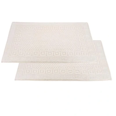 Abbildung von Carenesse Badvorleger 2er Set 50 x 70 cm Natur I 100% ungebleichte &amp; ungefärbte natürliche Baumwolle Öko Tex 100 Saugstarke Badematte Badematten mit Waffelmuster Duschvorleger