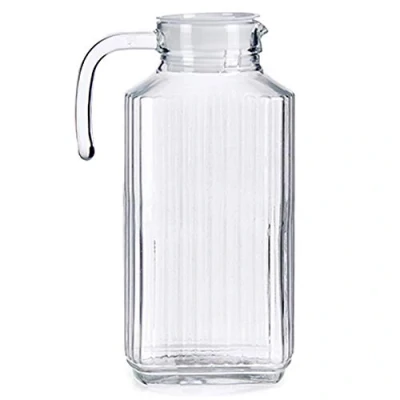 Abbildung von MGE Wasserkrug mit Deckel 1.8 liter Saftkrug Karaffe Ausgießer Glaskaraffe Wasserkaraffe Sprudelwasser Glas Krug Kristallgriff für Milch, Rotwein, Kaltes Wasser, Fruchtsaft