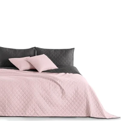 Abbildung von DecoKing Tagesdecke Bettüberwurf 170x210 cm Schwarz Grau Steppdecke Überwurf Zweiseitig Gesteppt Prägemuster Rauten Anthrazit Stahl Paul 170 x 210