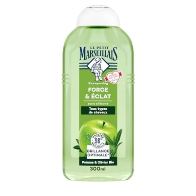 Abbildung von Le Petit Marseillais Bio Force &amp; Shine Apfel Olivier Shampoo (300 ml) silikonfreies für normales Haar 98% natürlichen Ursprungs optimalen Glanz