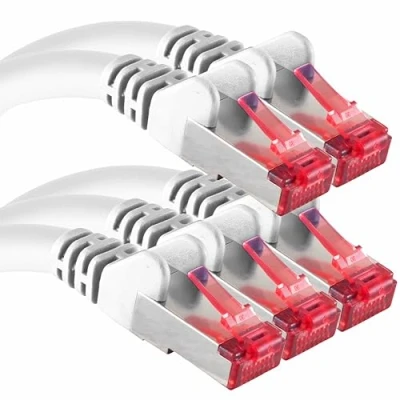 Abbildung von 1aTTack.de CAT6 Netzwerk Kabel 5x 1m Schirmung SFTP CAT.6 RJ45 Patch Ethernet DSL LAN Router Switch Modem Patchfeld weiß 5 Stück