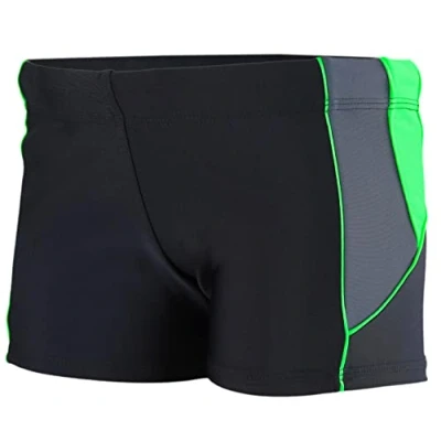 Abbildung von Aquarti Herren Badehose Kurz mit Kontrastpaspel, Farbe: 07 Schwarz/Graphit/Grün, Größe: 3XL