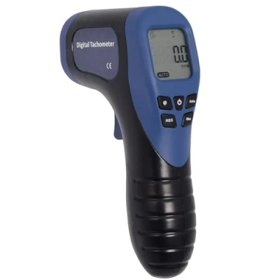 Abbildung von Professioneller digitaler Tachometer Drehzahlmesser, Handheld LCD Digital Laser Umdrehungsmesser Tachometer, Berührungsloser Reflektierendem Klebeband Blau