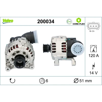 Abbildung von VALEO 200034 Lichtmaschine 14V 120A BMW: 5 Saloon, 3 Touring