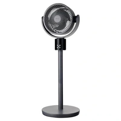 Abbildung von Be Cool Digitaler Stand und Tischventilator 26cm DC Inverter Motor, 50 Watt, 12 Stufen, 3 Windmodi, 3D Osszilation, Höhe einstellbar: 66/95 cm, 15 Std. Timer, LED Anzeige, Fernbedienung, grau