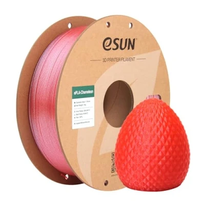 Abbildung von eSUN Chameleon PLA Filament 1.75mm, Glitter 3D Drucker Filament, Farbverlaufsänderung Maßgenauigkeit +/ 0.05mm, 1KG Spule (2.2 LBS) für Drucker, Himbeerrot