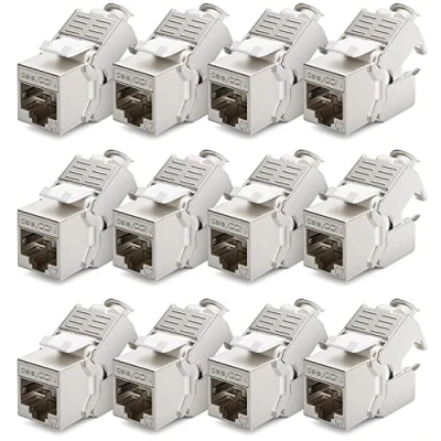Abbildung von deleyCON 12x CAT 7 Keystone Jack Modul Optimal für CAT7 CAT6 CAT6a Verlegekabel Verbinder Patchkabel Netzwerkkabel STP Schirmung RJ45 Buchse 1000 MHz 10 Gbit/s Schneidklemme (LSA)