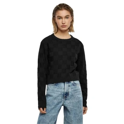 Abbildung von Urban Classics Check Strickpullover, Damen, Größe: 3XL, Black