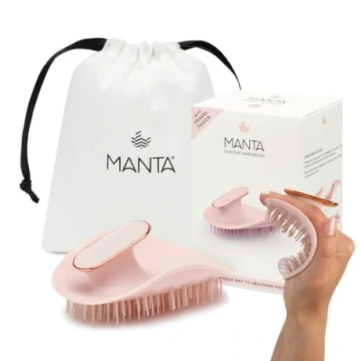 Abbildung von Manta Haarbürste ohne Ziepen, Kopfhaut Massagebürste, fördert gesundes Haarwachstum und Durchblutung, Entwirrbürste, für Lockiges Glattes Haar, Shampoo Bürste, Kopfhautbürste, Pink