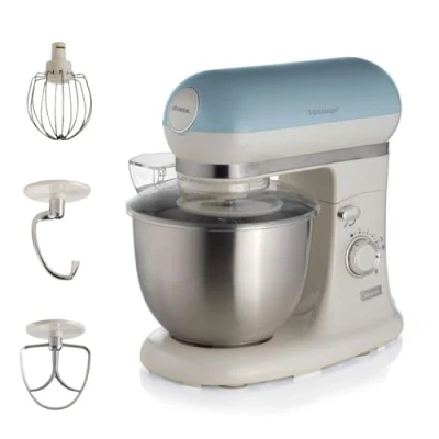 Abbildung von Ariete Vintage 1588 Knetmaschine, Retro Planeten Rührwerk für Brot , Pizza Kuchen &amp; Gebäck Teig, Knethaken, Schneebesen, 5,5 L Fassungsvermögen, 7 Geschwindigkeiten + Pulse Funktion, 1200W, Blau