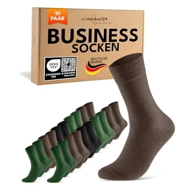 Abbildung von 10 Paar Premium Socken Herren Damen Baumwolle Komfortbund ohne Naht 70101T (Grün Braun Schwarz 43 46)