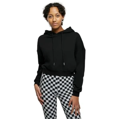 Abbildung von Urban Classics Cropped Heavy Kapuzenpullover, Damen, Größe: Large, Black