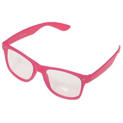 Abbildung von Miobo Sonnenbrillen Party Brillen 1980 style Retro Atzen Nerdbrille Hornbrille Sonnenbrille oder Klarglas Schwarz (Pink Klarglas)