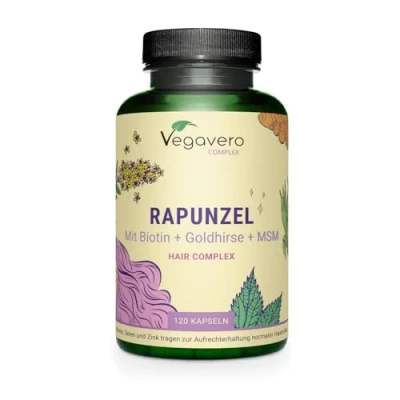 Abbildung von Rapunzel Haar Vitamine mit MSM, Biotin, Zink, L Cystein und Selen Pflanzliche Powerextrakte: Goldhirse, Bambus &amp; mehr Haarkapseln 120 Stück Vegan Vegavero®