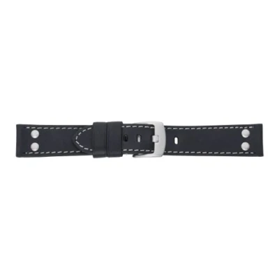 Abbildung von Eichmüller Uhrenarmband aus Leder im Vintage Look mit Nieten, nero, 20mm,