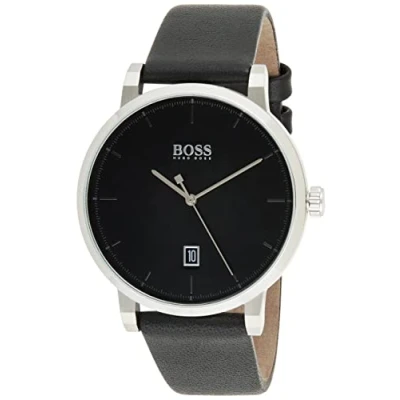 Abbildung von BOSS Analog Quarzuhr für Herren mit Schwarzes Lederarmband 1513790