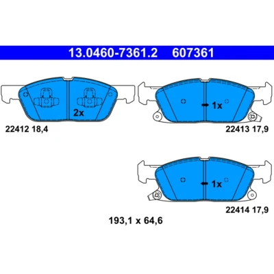 Abbildung von ATE 13.0460 7361.2 Bremsbelagsatz mit akustischer Verschleißwarnung FORD: Focus Mk4 Turnier, Hatchback, Kuga Mk3