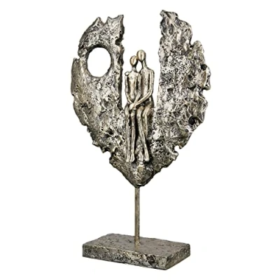 Abbildung von GILDE Deko Figur Skulptur Paar im Herz aus Kunstharz Dekoration und Geschenk Valentinstag Hochzeit Muttertag Farbe: Gold Höhe 34 cm