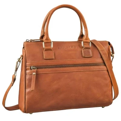 Abbildung von STILORD &#039;Corrine&#039; Modische Handtasche Damen Leder Mittelgroß Shopper mit Reißverschluss Henkeltasche und Schultertasche Frauen Lederhandtasche Echtleder, Farbe:texas braun