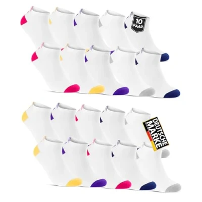 Abbildung von 10 Paar Damen Sneaker Socken Mehrfarbig Streifen Punkte Herzen Maritim Baumwolle 36826 WP (35 38)