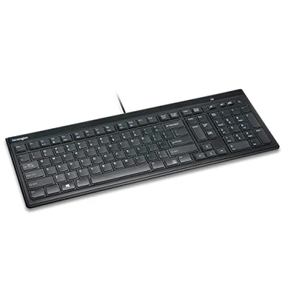 Abbildung von Kensington Advance Fit™ Flache Full Size Tastatur (DE), QWERTZ_Version, kabelgenbunden 1,9m, ideal fürs Home Office, schwarz, K72357DE