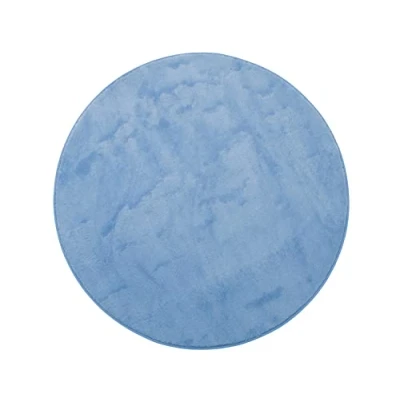 Abbildung von Gözze Premium Rutschfester Runder Badezimmerteppich, RIO, 100% Microfaser, Ø 110 cm Blau