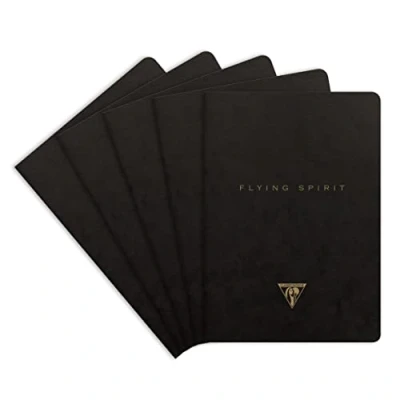 Abbildung von Clairefontaine 102536C Packung mit 5 Hefte Flying Spirit liniert DIN A5 48 Blatt, Schwarz Motiven sortiert, 1 Pack