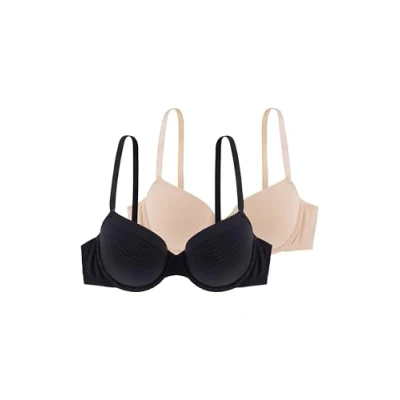Abbildung von Dorina Set aus 2 niedrig gepolsterten Halb BHS,Schwarz/Beige,90B