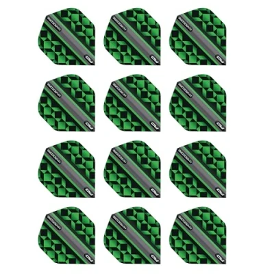 Abbildung von RED DRAGON Hardcore Radical Grün und Schwarz Geometric Dartflug 4 Set pro Packung (insgesamt 12 Dart Flights)