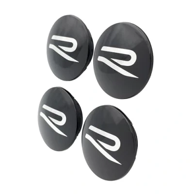 Abbildung von Volkswagen 000071213F Dynamische Nabenkappen (4 Stück) Radnabenkappen, schwarz glänzend, mit R Logo, für Original VW Leichtmetallfelgen serienmäßiger Radnabenkappe 5G0601171 oder 5H0601171
