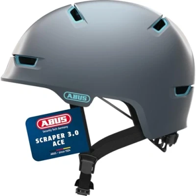 Abbildung von ABUS Stadthelm Scraper 3.0 ACE Robuster Fahrradhelm für den Stadtverkehr Damen und Herren Grau/Blau, Größe M