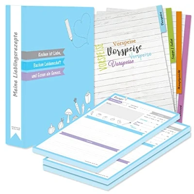 Abbildung von PRICARO Rezeptordner Komplett Set &quot;Allerlei&quot;, A4, 8 teilig