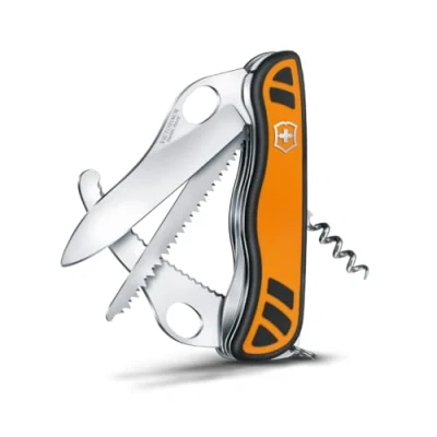 Abbildung von VICTORINOX Schweizer Taschenmesser Hunter XTM, Jagdmesser Klappmesser, 6 Funktionen inkl. Holzsäge, Einhand Feststellklinge, Orange/Schwarz
