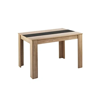 Abbildung von byLIVING Esstisch NORI/Küchentisch 120 cm/Esszimmertisch/Tisch in Sonoma Holz Eichen Optik hell braun/Wendeplatte der Mitte wahlweise Schwarz oder Weiß / x 80 75 cm (L B H)