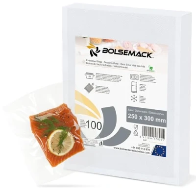 Abbildung von BOLSEMACK Vakuumierbeutel 25x30cm Vakuumbeutel 100 Stück für alle Vakuumierer &amp; lebensmittel Vakuumiergerät Vacuum bags sehr stark reißfest BPA frei