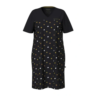 Abbildung von Ulla Popken Flower Short Sleeve Vneck Jerseykleid, Damen, Größe: 54/56, Black