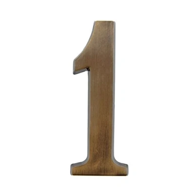 Abbildung von HUBER Hausnummer 1 aus Messing 20 cm I Hausnummern für Haus &amp; Tür XL Hausnummernschilder in edlem 3D Design, house number