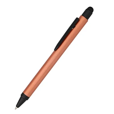 Abbildung von Online Kugelschreiber Alu Stylus Rosegold, Druckkugelschreiber aus Aluminium, auswechselbare Großraum Mine, Schreibfarbe schwarz, mit Softtouch Feeling, Stift Touchpen, 1 Stück