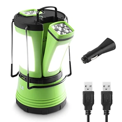 Abbildung von LE LED Campinglampe mit 2 abnehmbaren Taschenlampen, Batteriebetrieben &amp; Akku Notfallleuchte, 600 Lumen Zeltlampe, Outdoor Suchscheinwerfer für Notfälle, Wandern, Angeln, Stromausfälle usw.