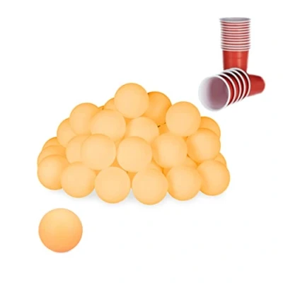 Abbildung von Relaxdays Beer Pong Bälle, 48 Stück, Tischtennisbälle aus Kunststoff, ohne Aufdruck, Ping Bälle 38 mm Ø, orange, orangefarbenem
