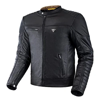 Abbildung von SHIMA WINCHESTER 2.0 Motorradjacke Herren Klassische Biker Lederjacke mit CE Rücken, Schulter und Ellbogen Protektoren, verstärkte Doppelnähte (Schwarz, S)