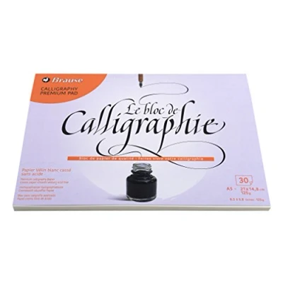 Abbildung von Brause 96438B Kalligraphie Block (Vélin Papier, DIN A5, 14,8 x 21 cm, 30 Blatt, 125 g) weiß