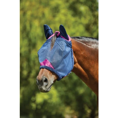 Abbildung von Weatherbeeta Fliegenmaske Comfitec Deluxe Durable Mesh mit Ohren Navy/Lila Mini