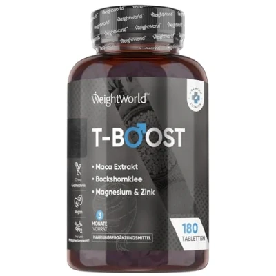 Abbildung von T Boost Testosteron Booster für Männer Testosteronspiegel &amp; Spermatogenese (EFSA) Mit Selen, Zink, Maca, Magnesium, Folsäure Mehr Muskelaufbau, Training, Sport 180 Tabletten WeightWorld
