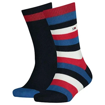 Abbildung von Tommy Hilfiger KIDS Basic Stripe SOCK 2 PACK Unisex Socken für Kinder, Größe: 23 26, Midnight blue
