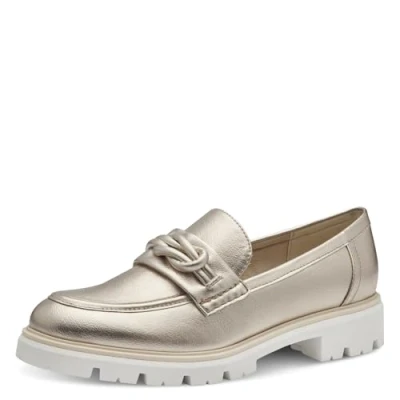 Abbildung von MARCO TOZZI Damen Loafer mit Absatz Plateausohle Vegan, Beige (Platinum), 38 EU
