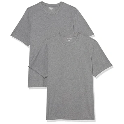 Abbildung von Amazon Essentials Herren Kurzärmliges T Shirt mit Rundhalsausschnitt in normaler Passform, 2er Pack, Grau Meliert, 4XL Große Größen Tall